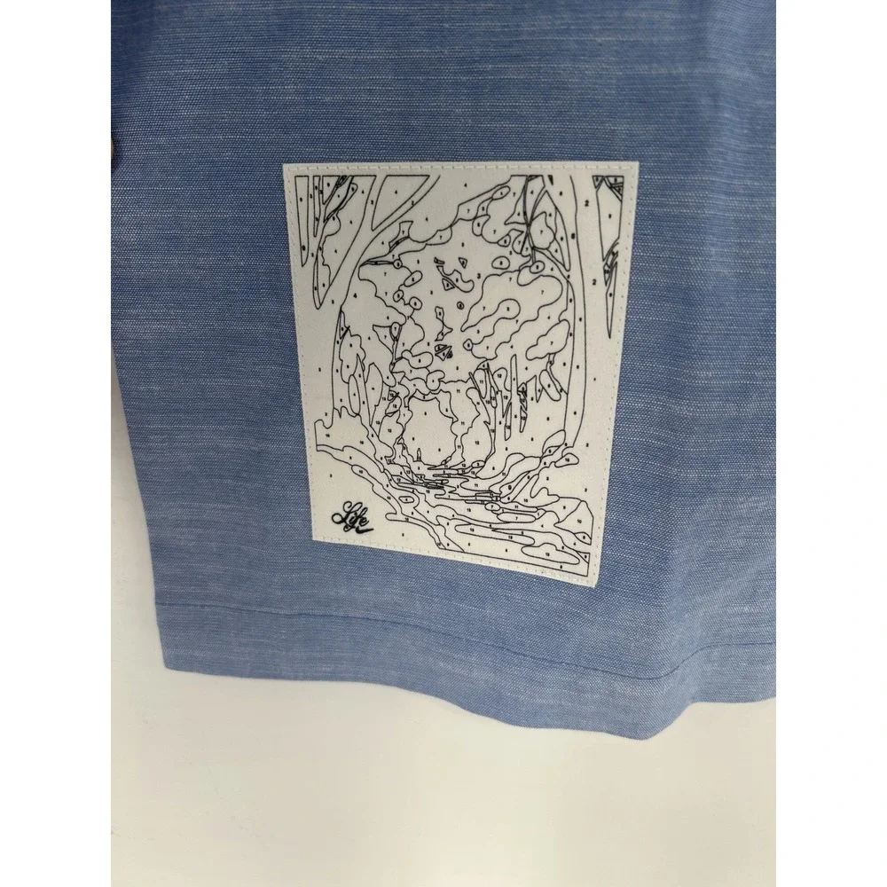 Nike Life Button Up Shirt Small Blue Chambray Long Sleeve Loose Fit HV0882-411